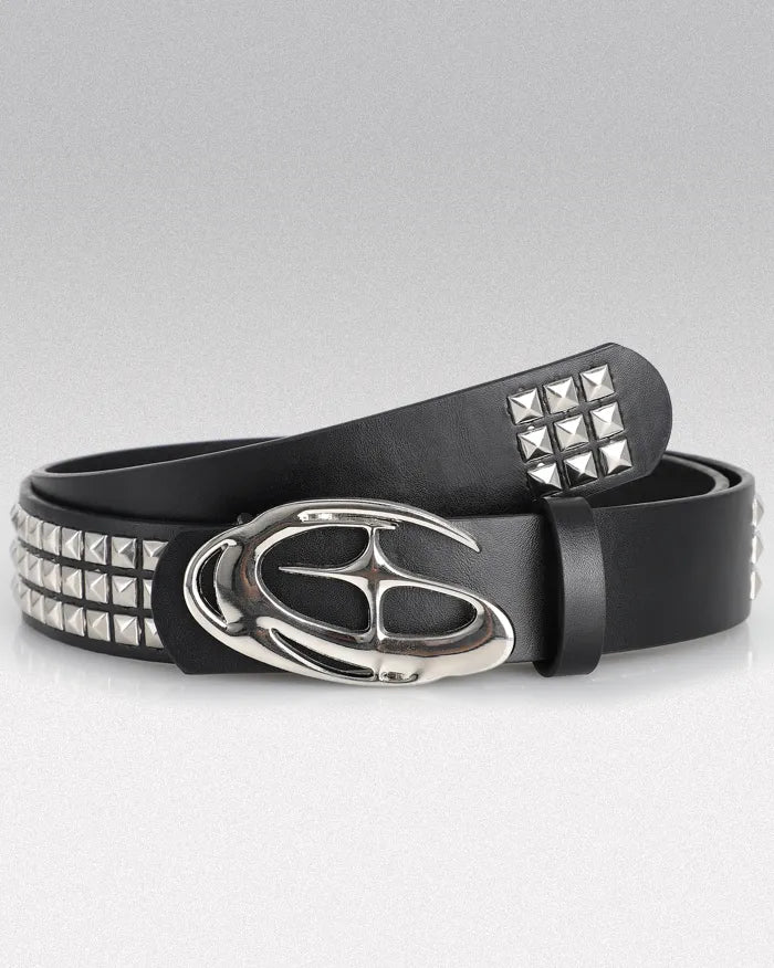 Y2K Studded Belt ’Cobalt’ Silver / 130cm