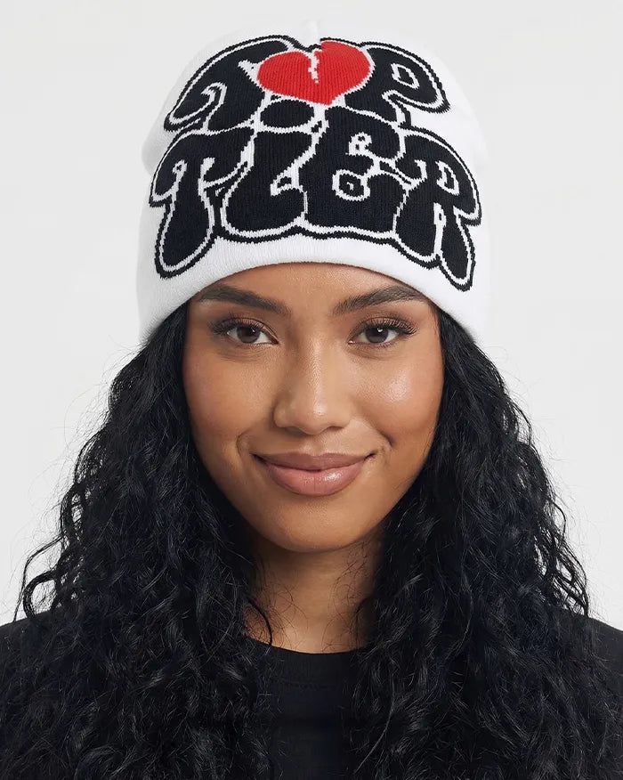 Y2K style beanie ’Top’ - White / One Size