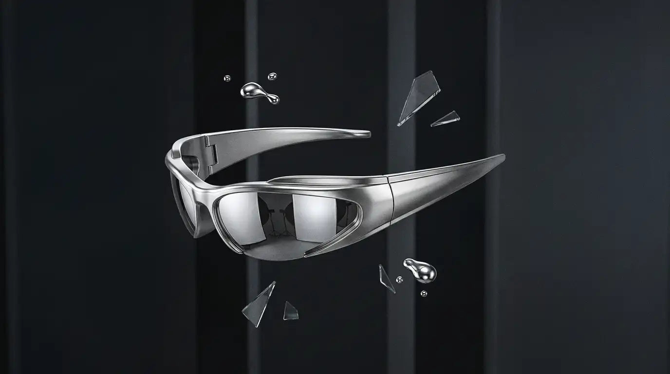 Y2K sunglasses on a black background
